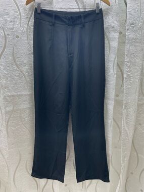 Unbranded Dress Pants Womens Size 6 Black Good Straight Leg‎ Flat Front Trousers